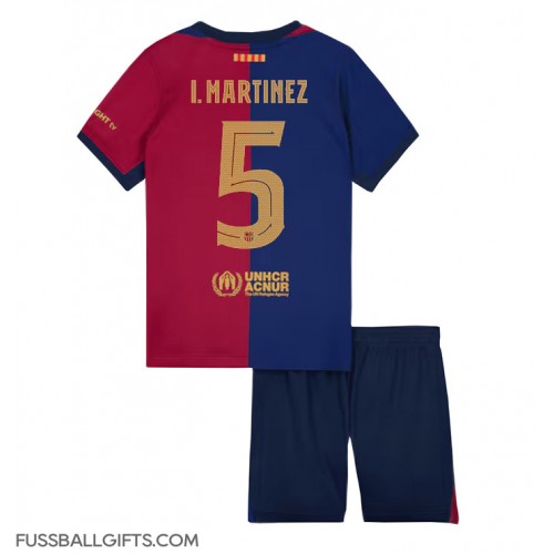 Barcelona Inigo Martinez #5 Fußballbekleidung Heimtrikot Kinder 2024-25 Kurzarm (+ kurze hosen)